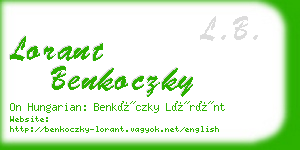 lorant benkoczky business card